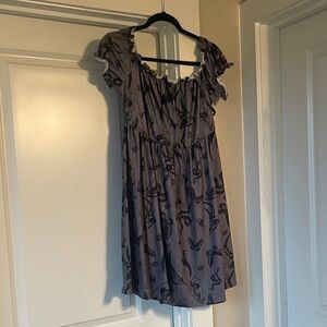 ROMWE Gray Mini Dress with Black Print